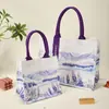 Runheng Personalizado Novo Produto Bolsa de Mão Algodão e Linho Bolsa de Mão Portátil Design Simples Bolsa de Mão em Lona Multicor