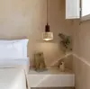 Lámpara de techo estilo canción para mesita de noche de dormitorio, luz flotante ajustable de madera de nogal estilo chino nuevo para vestíbulo, lámpara colgante con tacto de seda