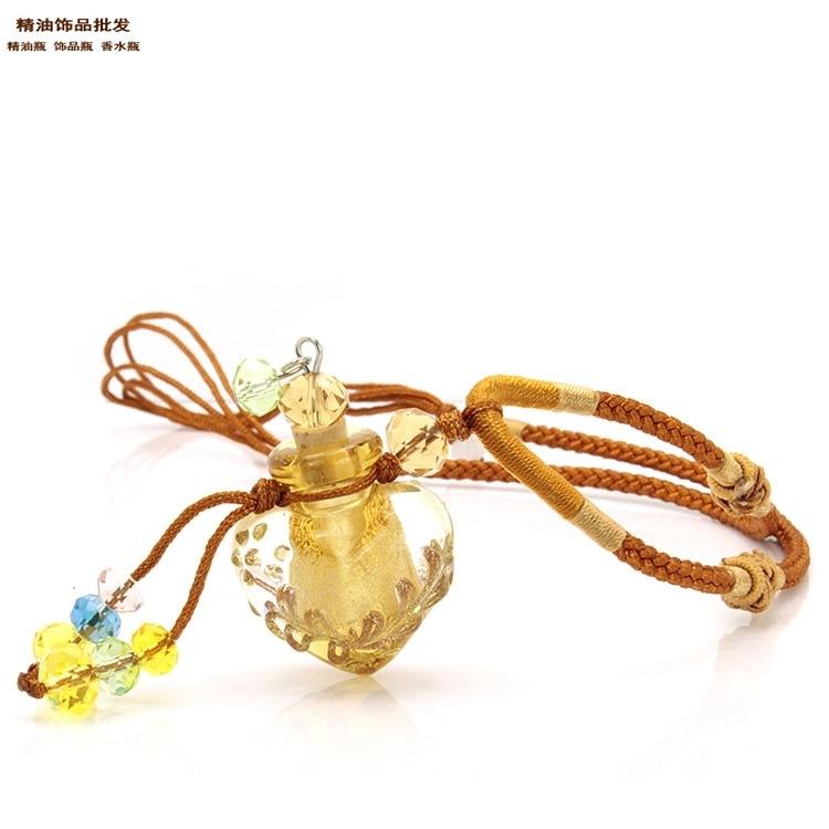 精油饰品网金黄色心形巴洛克双扣绳项链3.jpg