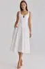 Vestido Atmosférico y Elegante para una Cita, Estilo Europeo y Americano Vestido Halter de Cuello Cuadrado con Cintura Ceñida y Falda Plisada Acampanada de Longitud Media