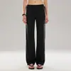 Pantalones rectos de tiro bajo para mujer, pantalones de pierna ancha, caída, cordón, adelgazantes, holgados, sencillos, fitness, deportes, pantalones casuales, pantalones de yoga