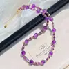 Collar estilo Ins de amatista natural transparente como el hielo con diseño de cielo estrellado, cadena para la clavícula, cadena para suéter, pulsera
