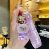 Oso de Vidrio Jelly Muñeca Linda Llavero Colgante de Bolsa Decoración Regalo Pequeño de Cumpleaños para Pareja Venta al por Mayor