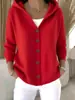 2025 Cardigan Sudadera con Capucha de Punto de Botones Europeo y Americano Abrigo Otoño e Invierno Nuevo Transfronterizo Color Sólido Casual Moda Ropa para Mujer