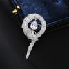 Moda Coreana Atmosférico Zircón Zodiaco Serpiente Broche de Gama Alta para Mujer Elegante Pin de Abrigo Ramillete Hebilla para Chal Floral Moderno