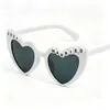 Gafas de Fiesta de Perlas de Alta Gama Transfronterizas de Amazon Gafas de Sol Blancas con Forma de Corazón para Novia Gafas de Sol para Cumpleaños de Mujer