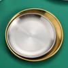Plato de Acero Inoxidable Coreano 304 Bandeja Dorada Plato para Comida Occidental Plato para Barbacoa Plato para Pastel Postre Fruta Plato Redondo Plato para Buffet