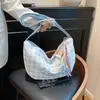 Bolsa de Axila Xadrez Retrô de Alta Qualidade para Mulheres, Bolsa de Ombro Casual para o Dia a Dia, Bolsa Transversal Casual para Combinar no Dia a Dia, Bolsa Dumpling