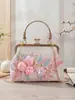 Bolso de Mano de Encaje Floral de Malla Resistente de Diseño Original, Bolso de Banquete Qipao Estilo Vintage, Bolso de Mujer de Gama Alta con Pedrería