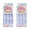 [Caja de Empaque para Uñas Postizas] Uñas Postizas Cortas Cabeza Redonda Estilo Ins Chica Estudiante Herramientas de Manicura Lindas con Flores