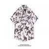 Camisas de Manga Corta Estilo Hong Kong Hawaiano para Hombres y Mujeres, Verano Holgadas Delgadas de Playa Florales de Media Manga Florales