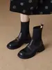 Botas Martin Chuyuji de Punta Redonda con Camelia para Mujer, Nuevas Botas de Tobillo de Suela Gruesa para Otoño e Invierno, Botas de Punto Elástico, Botas Estilizadas de Tacón Grueso