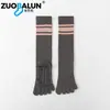 Calcetines de Yoga Zobaron Antideslizantes Profesionales Largos Deportivos Pilates Algodón Puro Cinco Dedos para el Suelo Calcetines de Compresión para la Pantorrilla