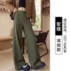 Calça de alfaiataria feminina cáqui 2026 novo estilo de verão fina para baixinhas, com caimento fluido, estilo old money, calça pantalona justa