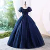 Vestido de Gala Preto para Exames de Performance Vocal, Traje de Alta Costura em Cetim para Cerimônia de Aniversário, Roupa para Performance de Piano em Reunião Anual