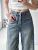 Jeans de Pierna Ancha de Tiro Alto Lavados Estilo Retro Americano para Mujer Otoño Nuevo Diseño con Sentido Sueltos Adelgazantes Pierna Recta Pantalones Banana