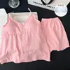 Directo de Fábrica Nueva Camisola de Algodón Nube con Sujetador Incorporado Conjunto de Dos Piezas Pijama Pantalones Cortos Simples de Verano Ropa de Casa Transpirable