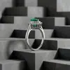 Anillo de Esmeralda Natural Transfronterizo de Amazon Plata S925 Piedra Principal 6*6 Joyería de Lujo Venta Directa de Fábrica