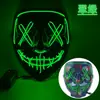 Máscara Halloween Brilhante Transfronteiriça El Luz Fria Preto Formato V Rosto Fantasma de Terror Led Festa Dança Adereços