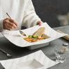 Plato rectangular con diseño de líneas, plato de sopa comercial de sentido avanzado para hoteles, plato hondo creativo de cerámica blanca, plato grande para el hogar
