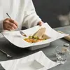 Padrão de Linha de Fábrica Prato Retangular Sentido Avançado Comercial Hotel Prato de Sopa Cerâmica Branca Prato Fundo Doméstico Grande