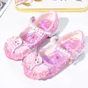 Sapatos de Cristal de Princesa para Meninas Sapatos de Primavera Kuromi Saltos Altos Infantis Moda Sapatos de Couro Infantis Sapatos de Performance
