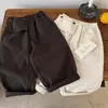 Pantalones casuales para niños y niñas, estilo liso de primavera y otoño, pantalones de pierna ancha para niños de algodón puro, pantalones largos básicos de color sólido para bebé para otoño