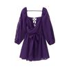 24 Verano Ropa Europea y Americana Estilo Europeo y Americano Moda Cinco Colores Cuello en V Mangas Descubiertas Vestido con Cordones en la Espalda D1-10579