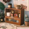 Escrivaninha de maquiagem zakka escrivaninha de escritório organizador de mesa armazenamento retrô armário de armazenamento prateleira organizador de perfumes de mesa caixa de madeira