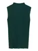 Colete de Gola Alta Meia Manga Sem Mangas Blusa Base 2023 Primavera Elegante Emagrecedor Look Interno Tricô Feminino