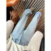 ¡Pantalones de Magia Invernal~! Jeans Holgados de Pierna Ancha con Forro Grueso y Cálido para Mujer, Pantalones Largos Rectos de Caída Alta para Otoño e Invierno