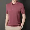 Camiseta Casual Masculina de Malha Computador Respirável com Manga Curta e Gola Lapela Jovem e de Meia-Idade Moda Top