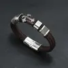 Pulseira Masculina de Couro Tecida à Mão Camada Única com Fecho Magnético de Liga de Zinco Estilo Retrô Europeu e Americano Novo Produto Transfronteiriço