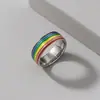 Los Anillos de Acero de Titanio Son Artículos de Venta Caliente Transfronterizos, los Anillos de Pareja Arcoíris Son Populares Anillos Coloridos Personalizados de Acero Inoxidable, Joyería Unisex