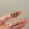 Anillo Retro Francés de Metal Multicapa Incrustado con Piedra Natural Hecho a Mano Diseño de Nicho Anillo de Piedra Ojo de Tigre Chapado en Oro Real