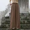 Pantalones de Pierna Ancha de Algodón y Lino, Pantalones Casuales Nuevos, Estilo Chino Artístico, Pantalones Anchos Retro con Caída para Mujer, Holgados y Adelgazantes para Primavera y Verano