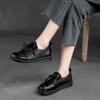 Jie Zhu 2025 Outono Novo Retro Cadarço Frontal Casual Costurado Plano Sapatos Femininos Boca Rasa Modernos Confortáveis Versáteis