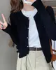 Novo Cardigã Tricot Cinza Feminino Outono Peça Externa Design Sense Suéter Casaco Outono Inicial Manga Longa Fina para Mulheres