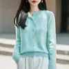 Cárdigan de punto de lana cepillada, suave y mullido, para mujer, cuello redondo, talla petite, color liso, corte holgado, adecuado para usar en capas.