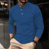 Camisa de manga larga para hombre con botones, transfronteriza, color liso, estampado digital, moderna, simple y casual