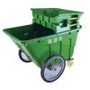 Camión de basura para exteriores, limpieza sanitaria, con tapa y ruedas, camión de basura de empuje manual, carro de limpieza de 400L, carro comunitario verde