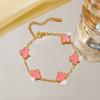 Pulsera de Trébol de Cuatro Hojas Transfronteriza, Lujo Ligero y Alta Gama, Accesorios de Joyería Popular para Mujer al por Mayor, Joyería para Principiantes, Joyería de Mano Europea y Americana para Mujer