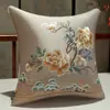 Nueva Funda de Cojín Bordada Pesada China Floración de Peonías Riqueza y Prosperidad Satén Cojín Sala de Estar Sofá Sala de Té Sala de Muestras Cojín Decorativo