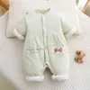 Mono de invierno acolchado de algodón para bebé niña, mameluco de grado A, prenda exterior con forro de polar para invierno