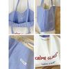 Bolso de mano Yeyu de gran capacidad, bolso de hombro con rayas de doble cara, bolso de lona con bordado texturizado para estudiantes, bolso general