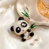 Broche Panda Fofo Guofeng Moda Coringa Diamante Desenho Animado Animal Bambu Corsage Alfinete de Casaco Acessórios Atacado