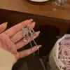 Colección~Pendientes de Borla de Cristal Lágrimas de Belleza Súper Brillantes de Estilo Coreano, Estilo Vacacional Creativo y Elegante en la Costa, Tendencia de Lujo Ligero