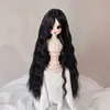 Peluca para Muñeca Seda Suave Figura BJD SD Vestir Estilismo Flequillo Largo de Colores Rizos de Lana Peluca Cubrecabezas