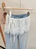 En StockFalda de Encaje con Estilo Dulce para Mujer, Falda Corta con Capas que Rejuvenece, Falda Delantal