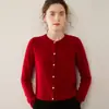Nuevo Cárdigan de Cachemira para Mujer Cuello Redondo Manga Larga Tejido de Punto Casual Cómodo Manga Larga Holgado Prendas de Abrigo Suéter Capa Base
